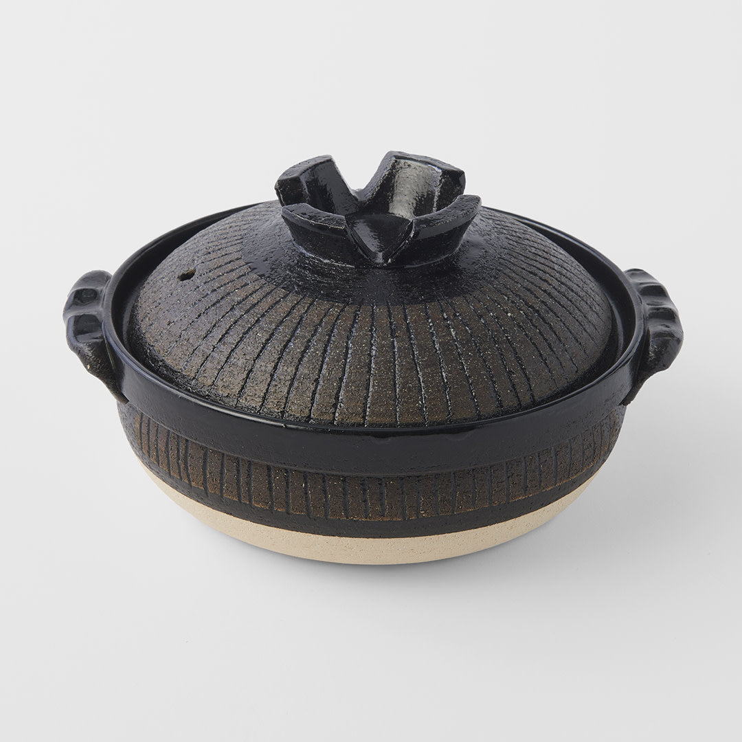 Donabe Pot 1.25L Tan & Black Glaze