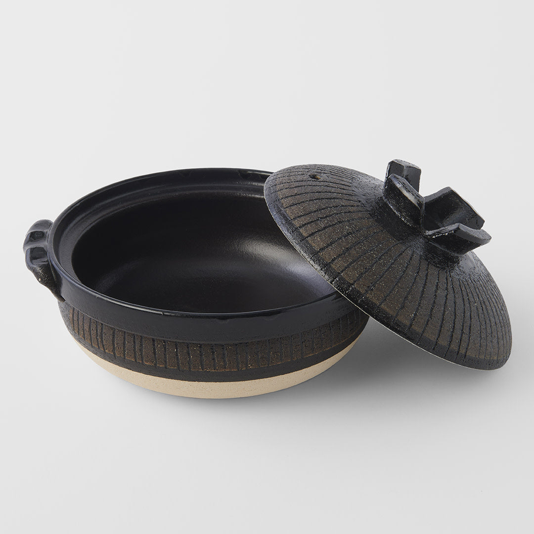 Donabe Pot 1.25L Tan & Black Glaze