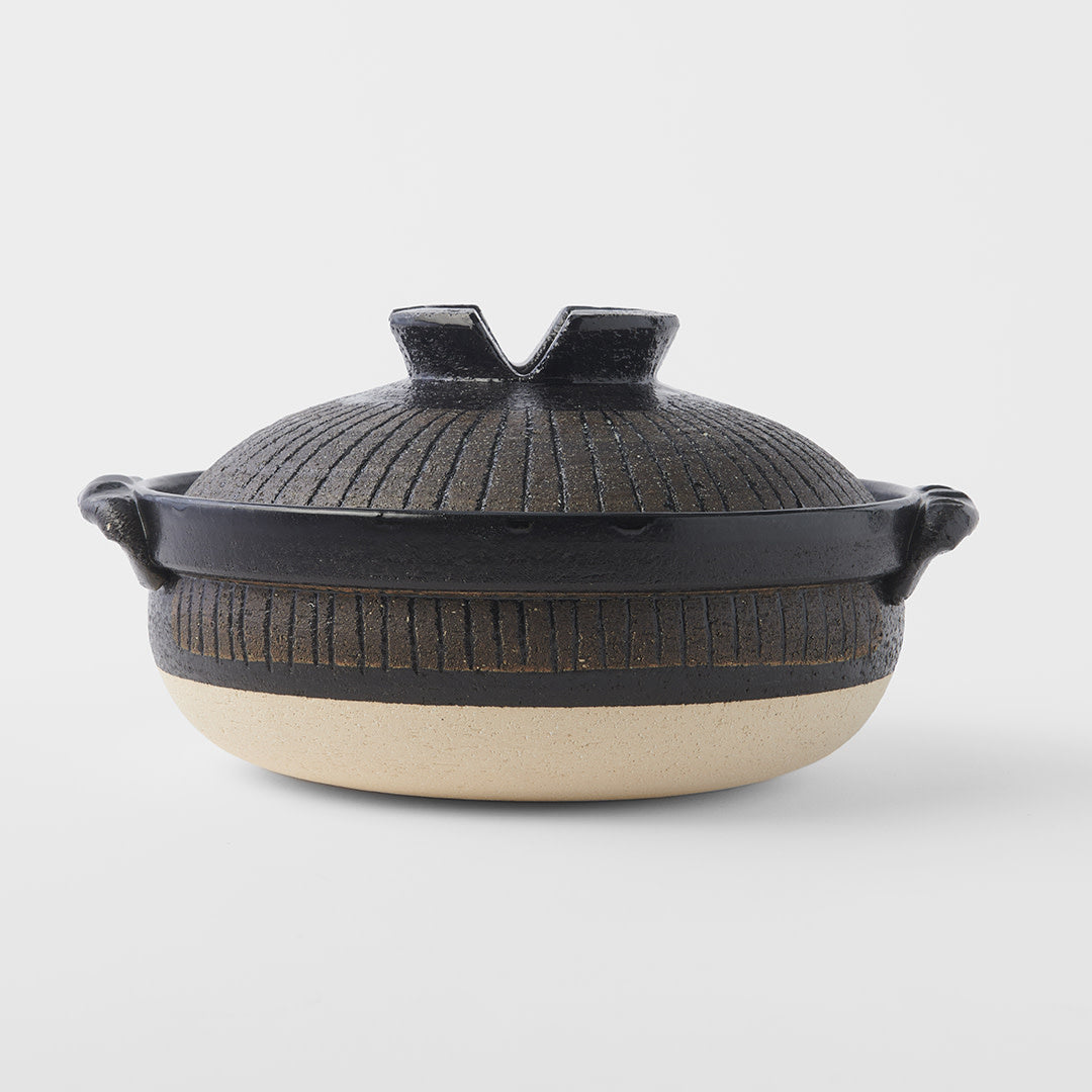 Donabe Pot 1.25L Tan & Black Glaze