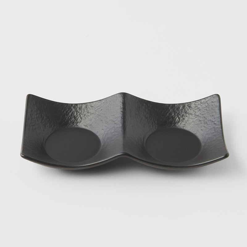 Two Section Sauce Dish 44ml Matt Black Glaze
