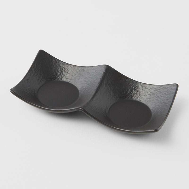 Two Section Sauce Dish 44ml Matt Black Glaze