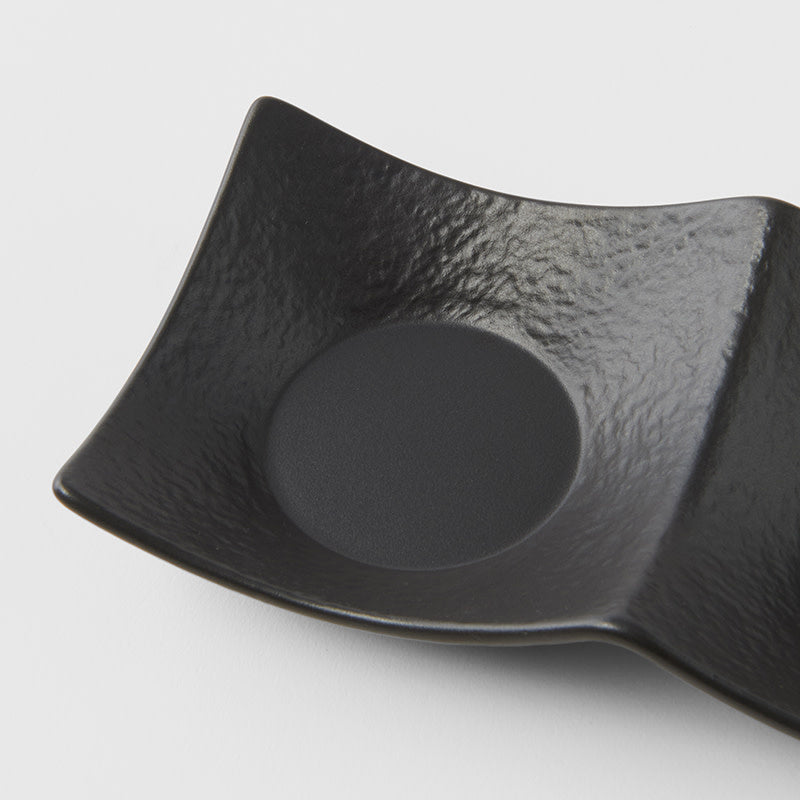 Two Section Sauce Dish 44ml Matt Black Glaze