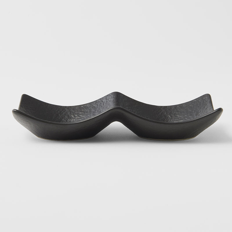Two Section Sauce Dish 44ml Matt Black Glaze