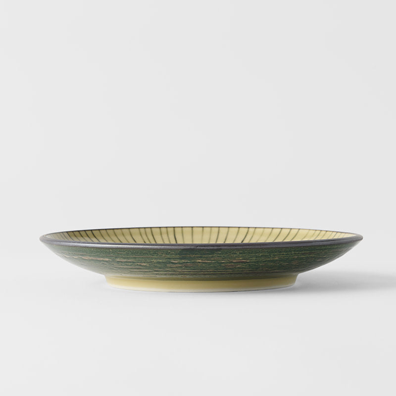 Side Plate 19.5cm Green Converging Line Glaze - Made In Japan | Japanese Tableware