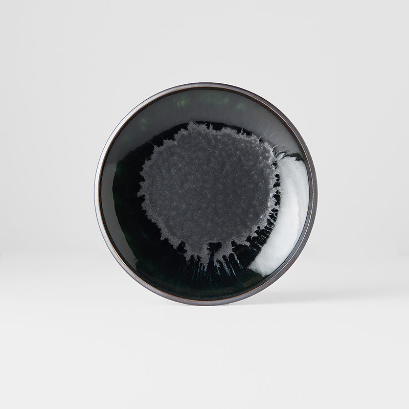 Side Plate 19.5cm Matt Centre Glossy Rim Ceramic Black