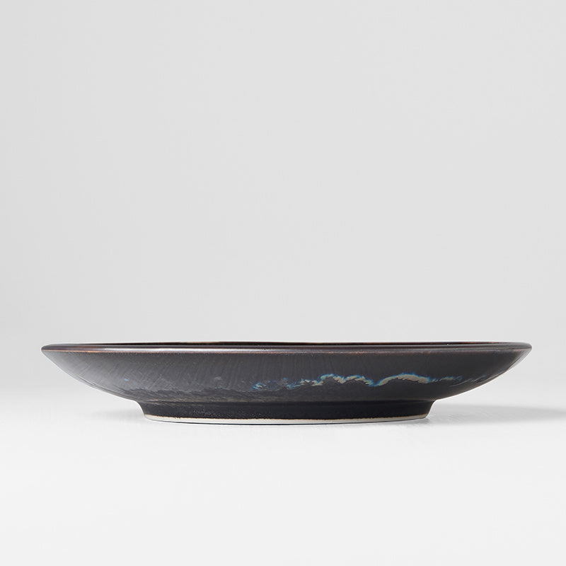 Side Plate 19.5cm Matt Centre Glossy Rim Ceramic Black
