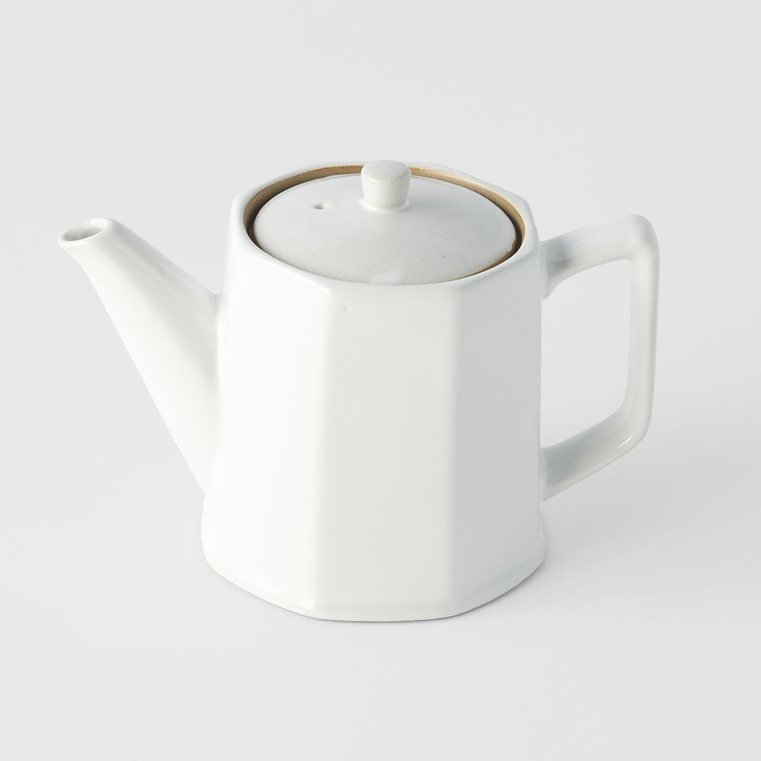 Teapot 560ml Octagonal White Glaze
