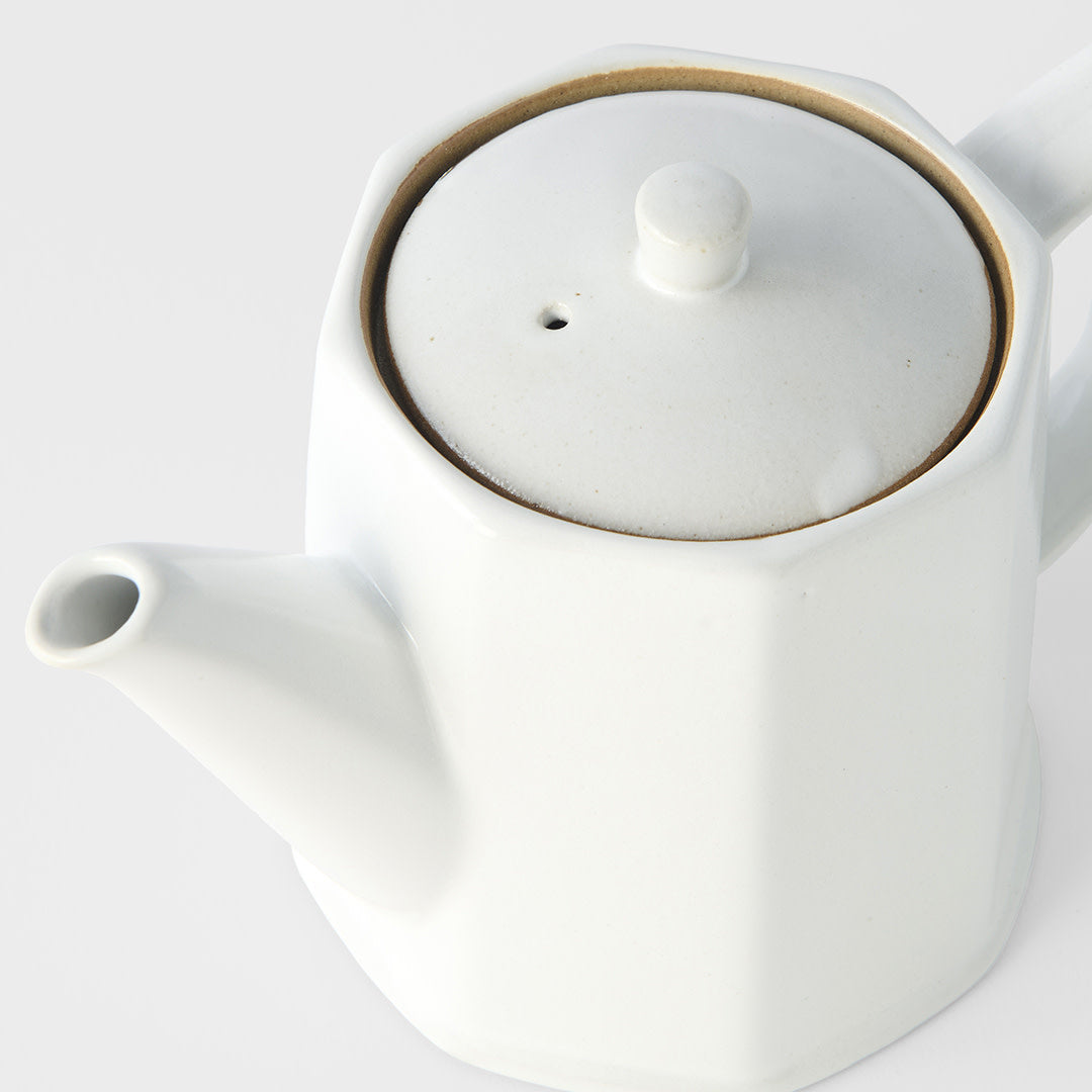 Teapot 560ml Octagonal White Glaze