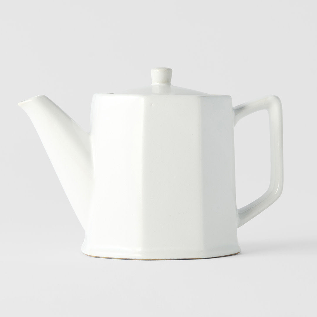 Teapot 560ml Octagonal White Glaze