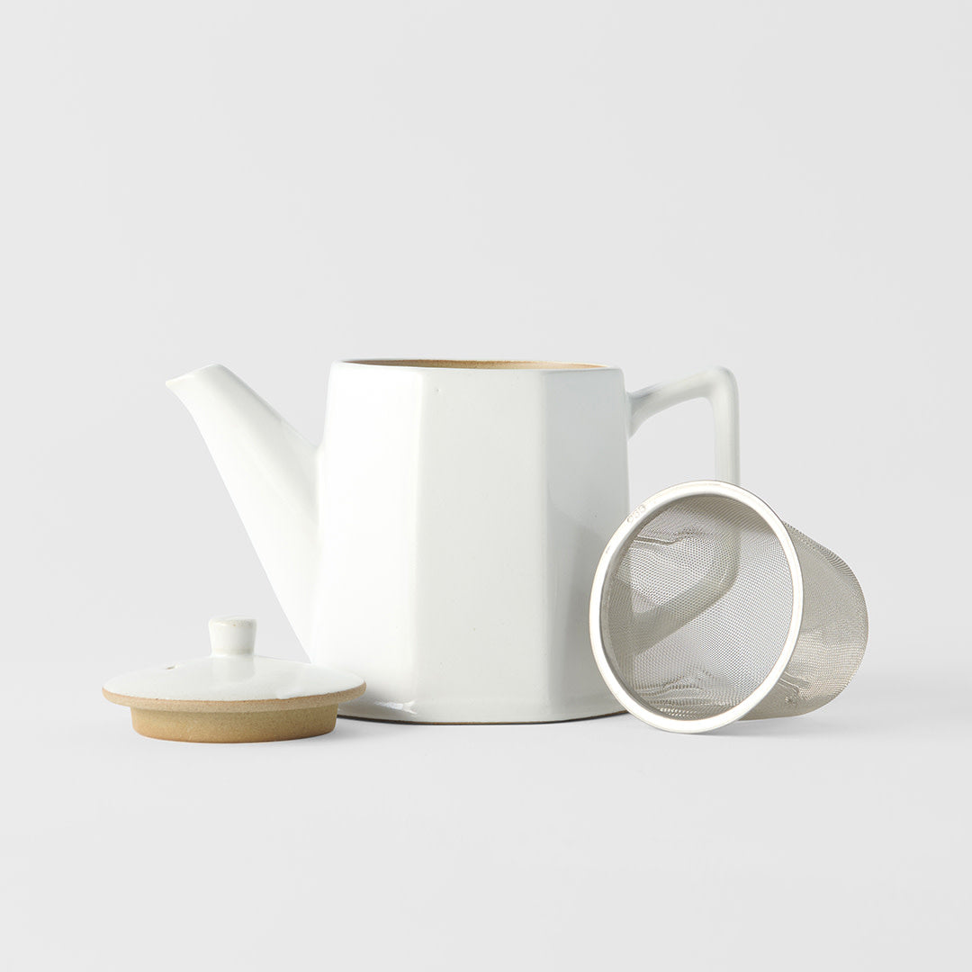 Teapot 560ml Octagonal White Glaze