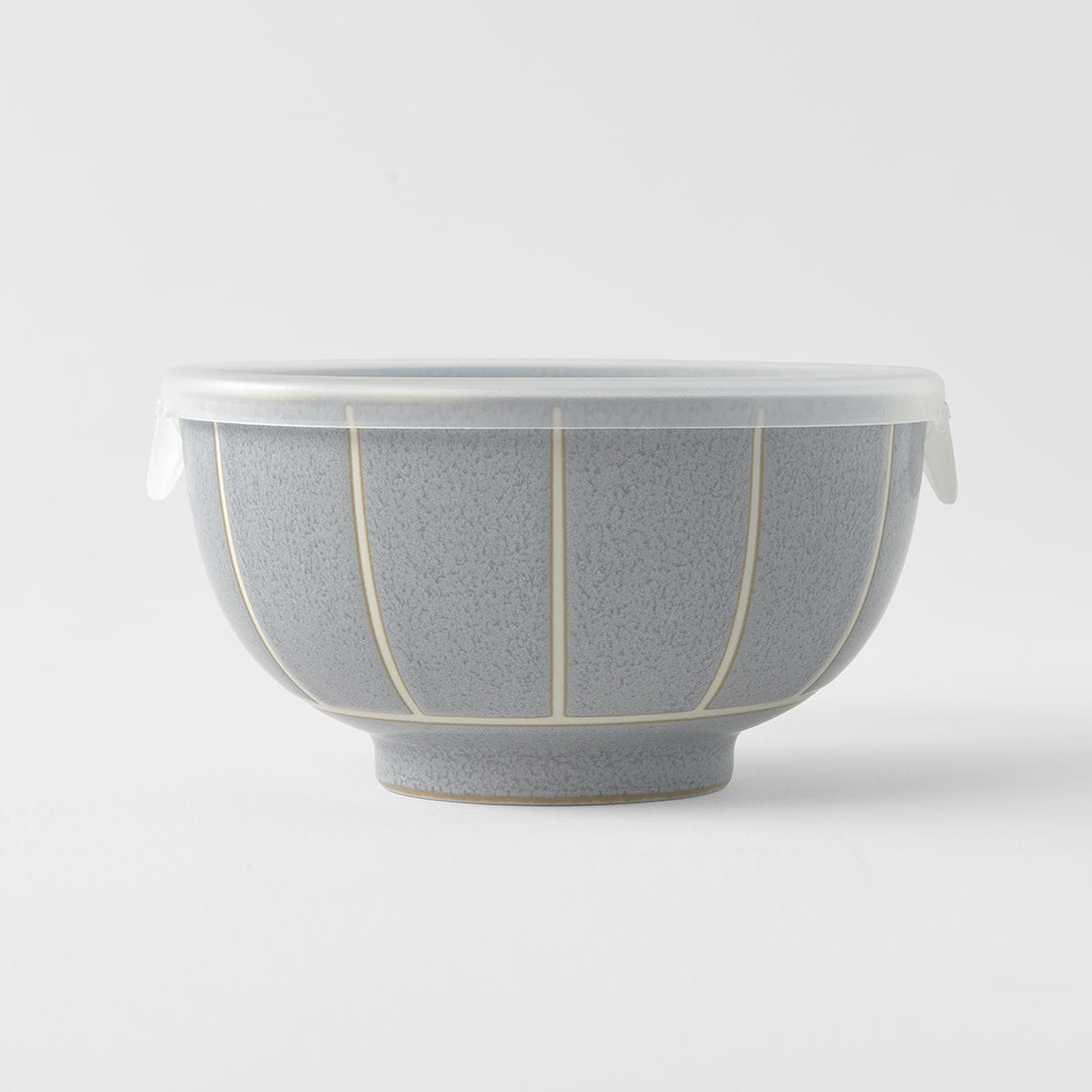 Bowl with Lid 13.5cm Blue Stripe Design