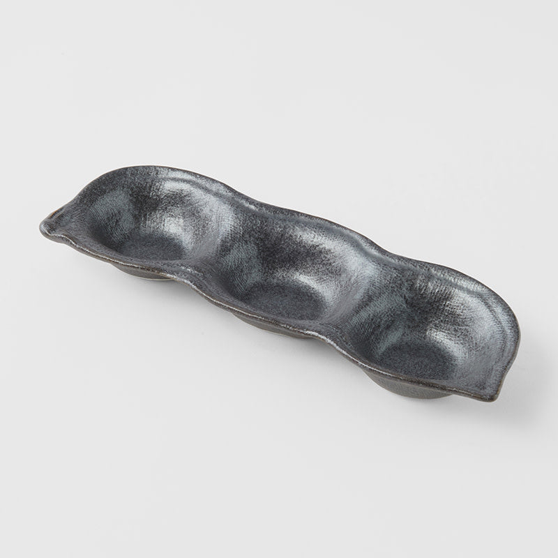 Sauce Dish Triple Pod 200ml Black Glaze