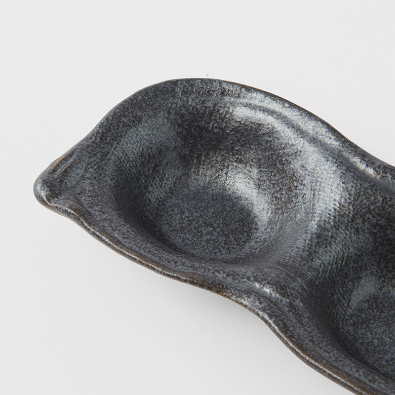 Sauce Dish Triple Pod 200ml Black Glaze