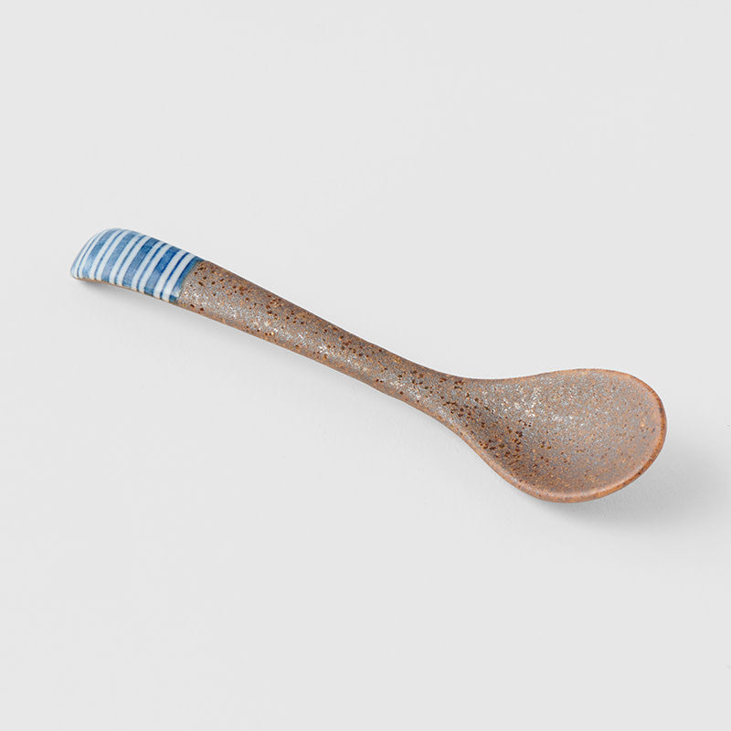 Small Bisque Spoon Indigo Stripe