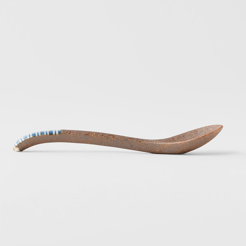 Small Bisque Spoon Indigo Stripe