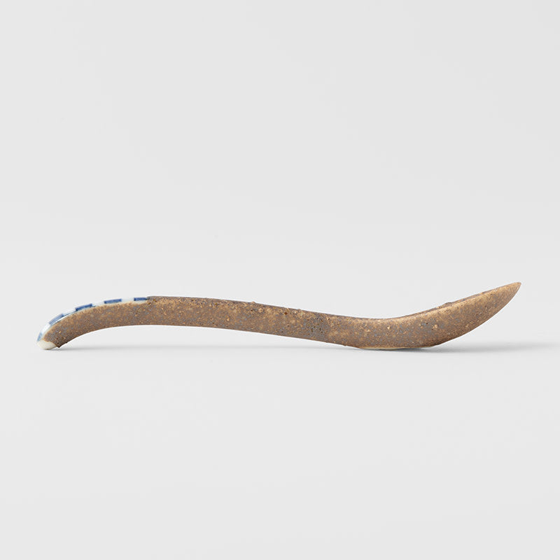 Small Bisque Spoon Indigo Checkerboard