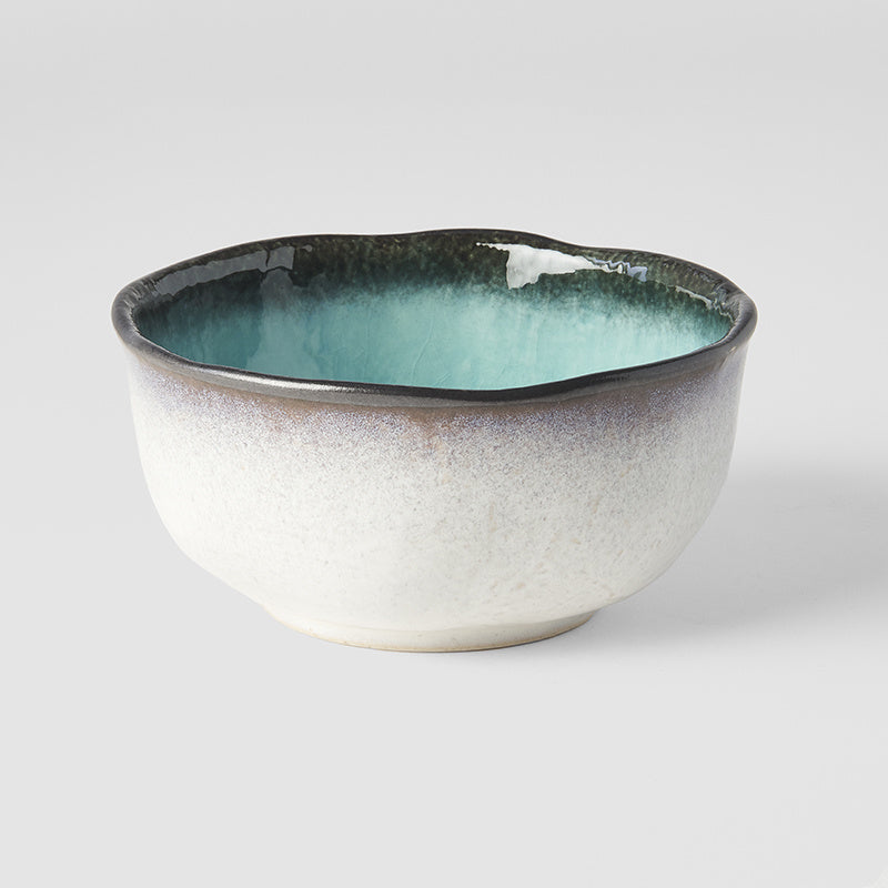 Bowl Irregular 14.5cm Sky Blue Glaze - Made In Japan | Japanese Tableware