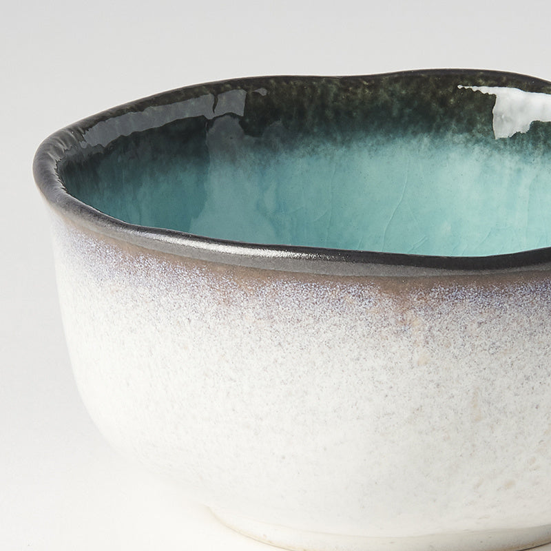 Bowl Irregular 14.5cm Sky Blue Glaze - Made In Japan | Japanese Tableware