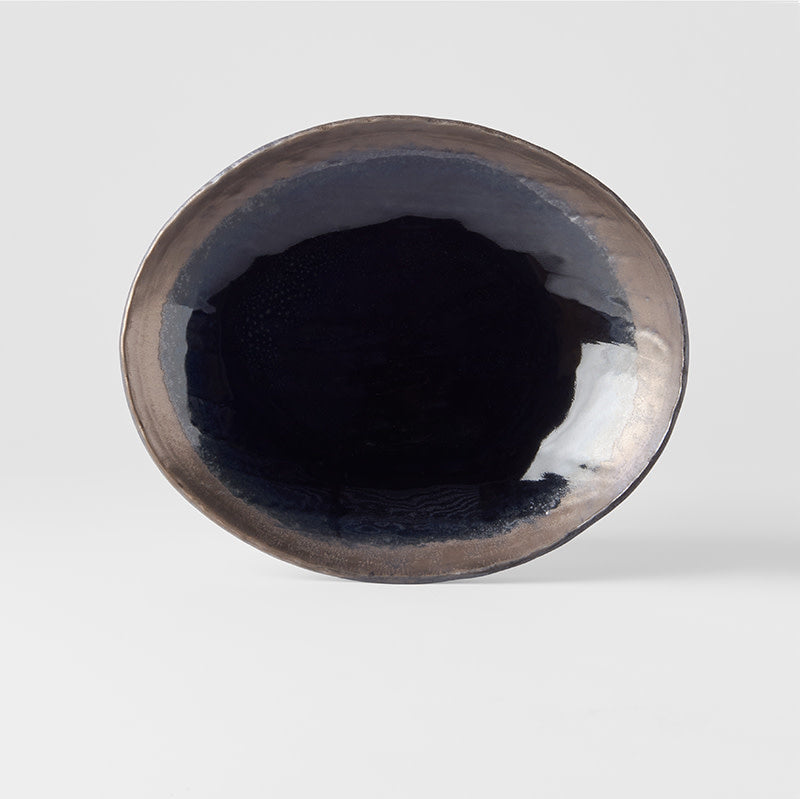 Plate Oval24cm Gloss Black Glaze