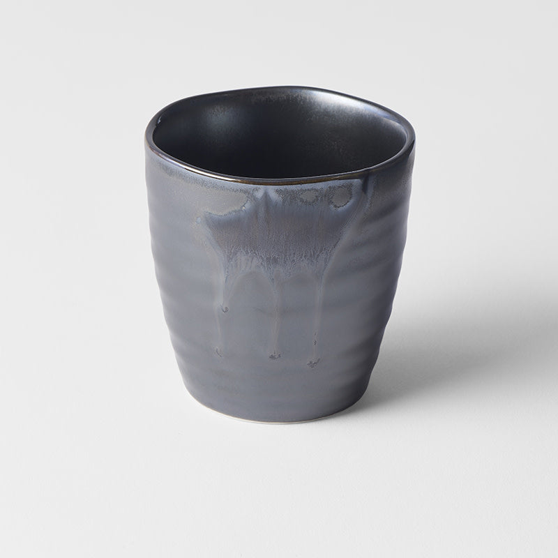 Sushi Mug 325ml Metallic Black Drip Glaze