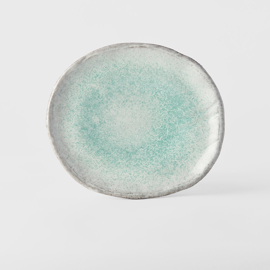 Plate Oval 25cm Aqua Splash Glaze