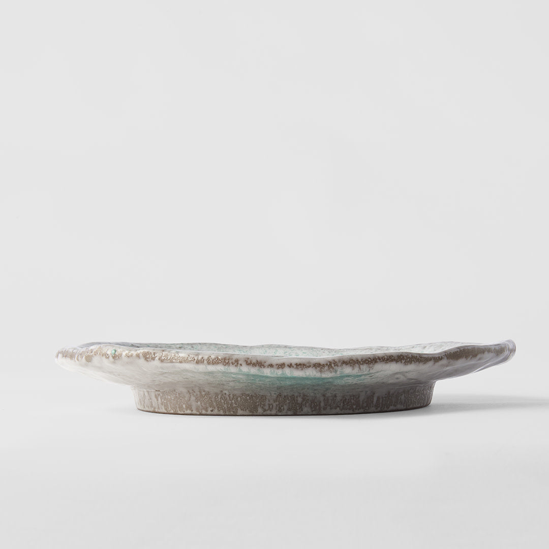Large Oval Plate 25 cm / Aqua Splash Glaze