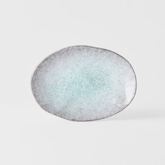 Plate Oval 24x17cm Aqua Splash Glaze - Made In Japan | Japanese Tableware