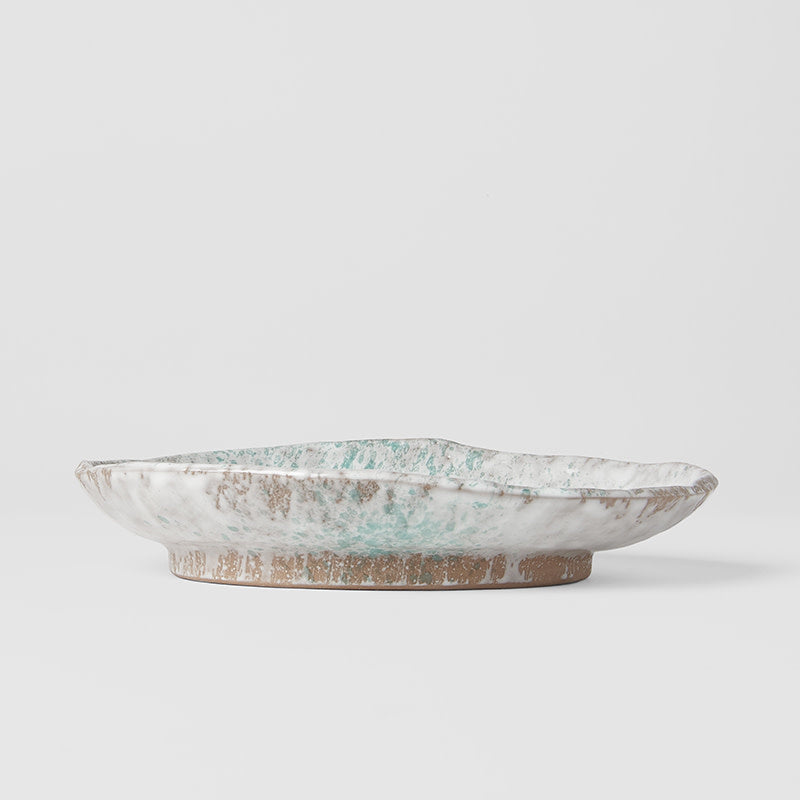 Plate Oval 20x14cm Aqua Splash Glaze - Made In Japan | Japanese Tableware