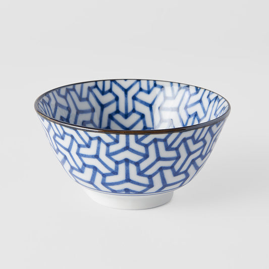 Bowl 13cm Indigo Ikat Herringbone Design - Made In Japan | Japanese Tableware