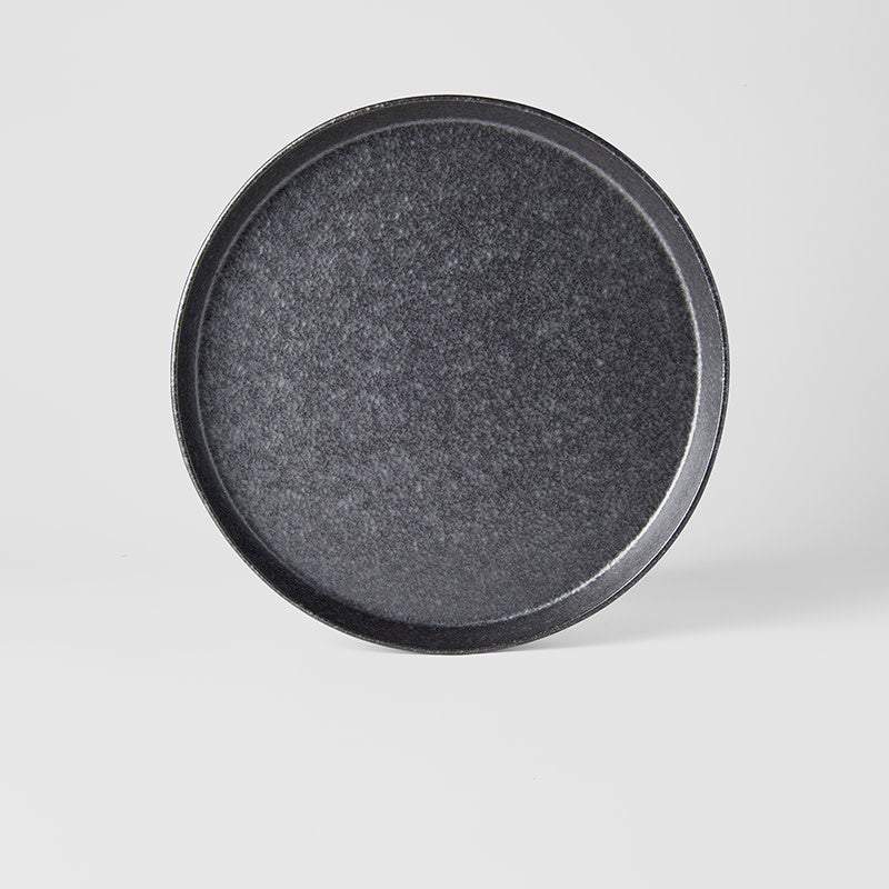 Plate High Rim 25cm Craft Black Design - Made In Japan | Japanese Tableware