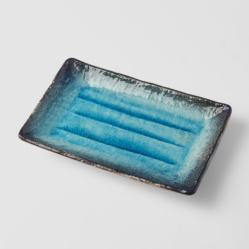 Plate Rectangular 21.5x13.5cm Sky Blue Glaze - Made In Japan | Japanese Tableware