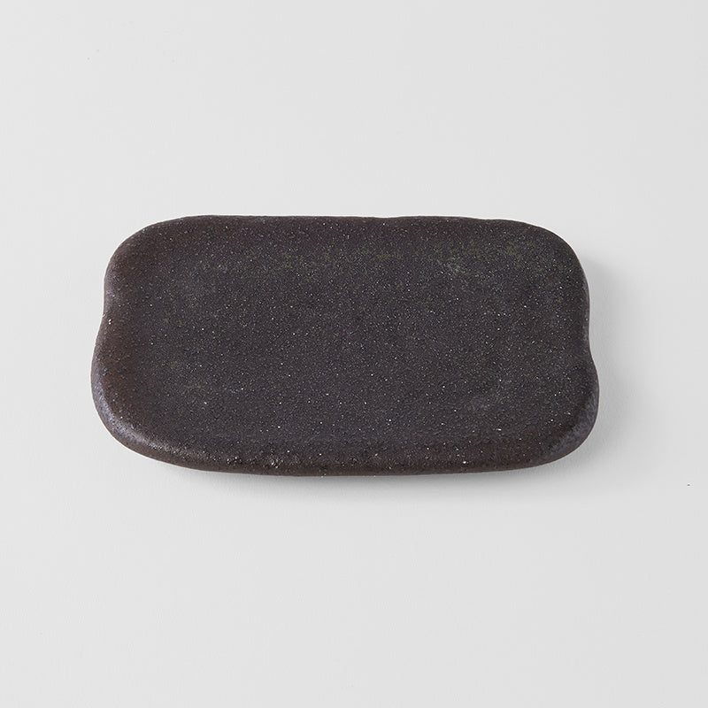 Plate Rectangular 16cm Stone Slab Matte Black Glaze