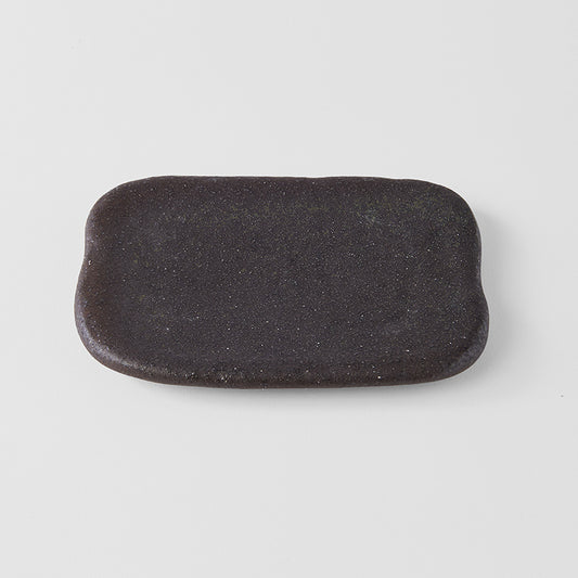Plate Rectangular 16cm Stone Slab Matte Black Glaze