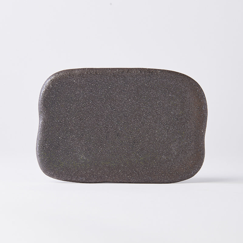 Plate Rectangular 16cm Stone Slab Matte Black Glaze