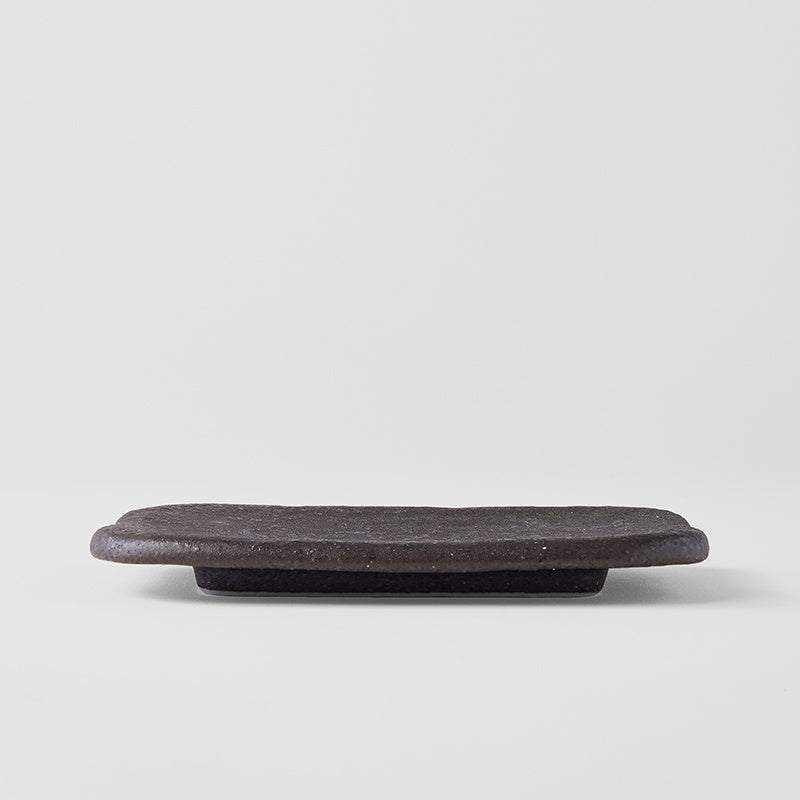 Plate Rectangular 16cm Stone Slab Matte Black Glaze