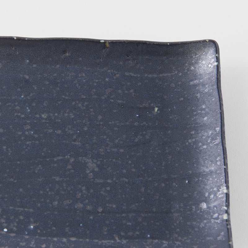 Plate Ibushi Rectangular 22cm Black Glaze - Made In Japan | Japanese Tableware