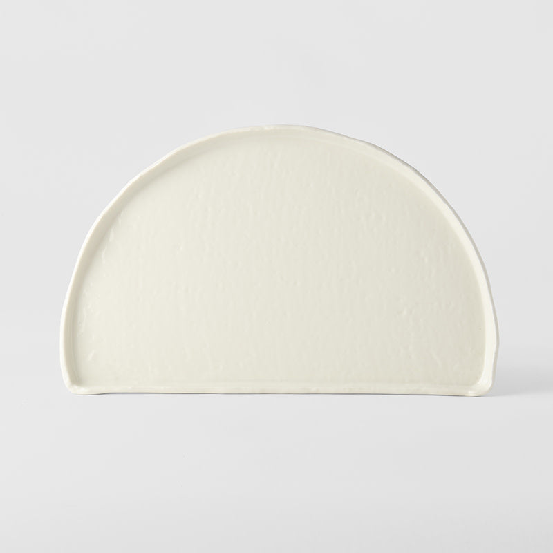 Half Moon Plate 27cm Ivory White Glaze