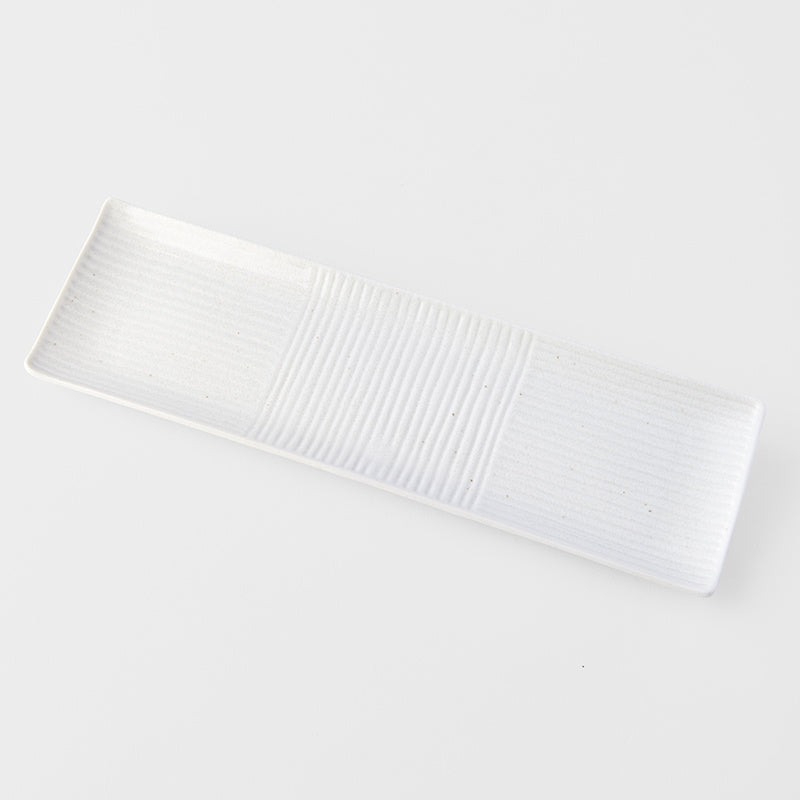 Sashimi Plate 33cm Line Design White Glaze