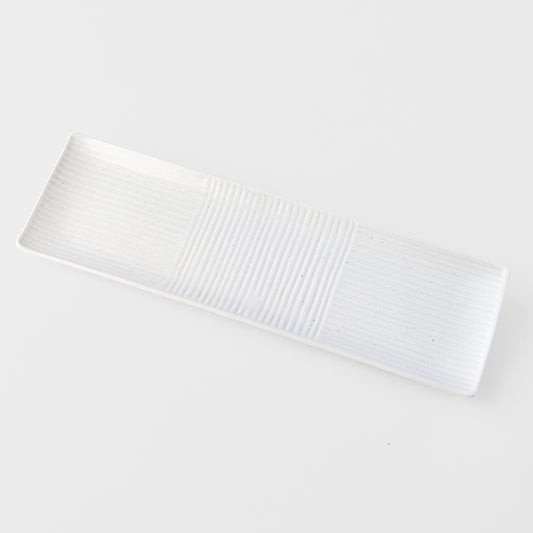 Sashimi Plate 33cm Line Design White Glaze