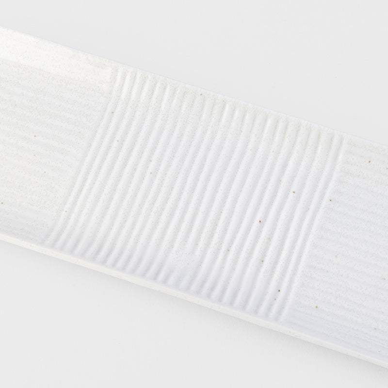Sashimi Plate 33cm Line Design White Glaze