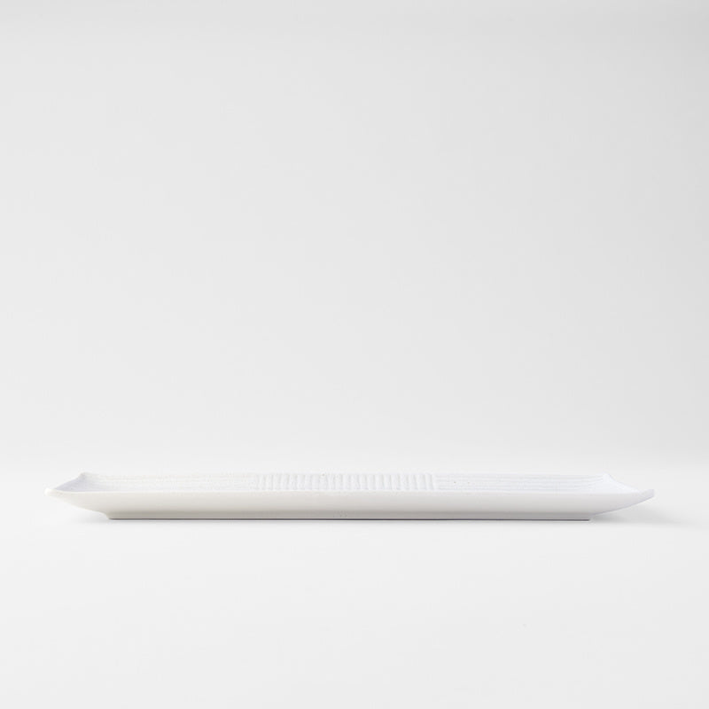 Sashimi Plate 33cm Line Design White Glaze