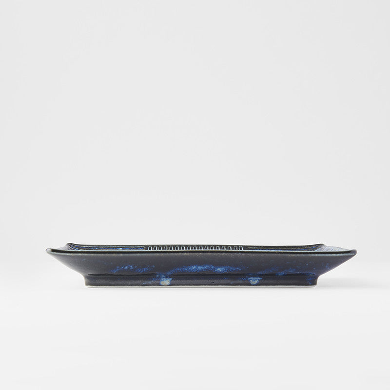 Plate Rectangular 21cm Lines Dark Blue Glaze