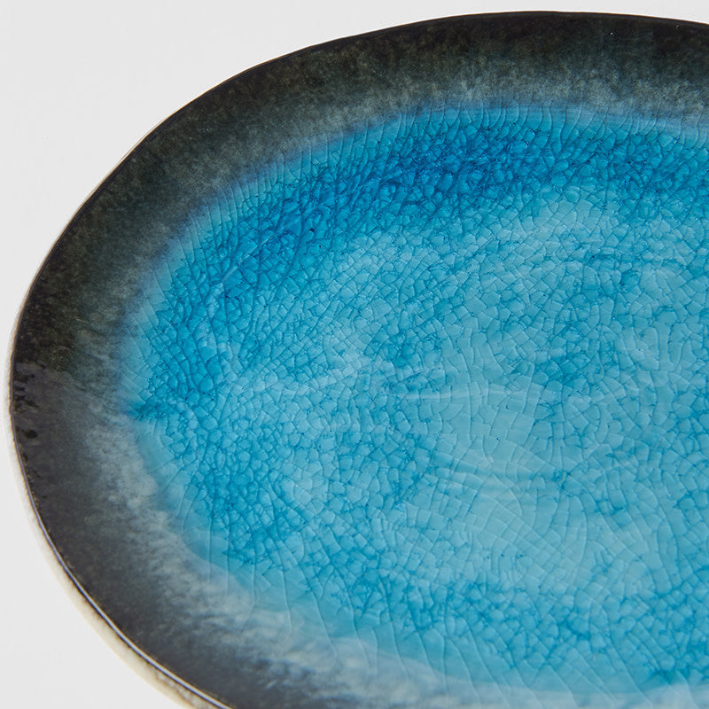 Plate Oval 18cm Sky Blue Glaze - Made In Japan | Japanese Tableware