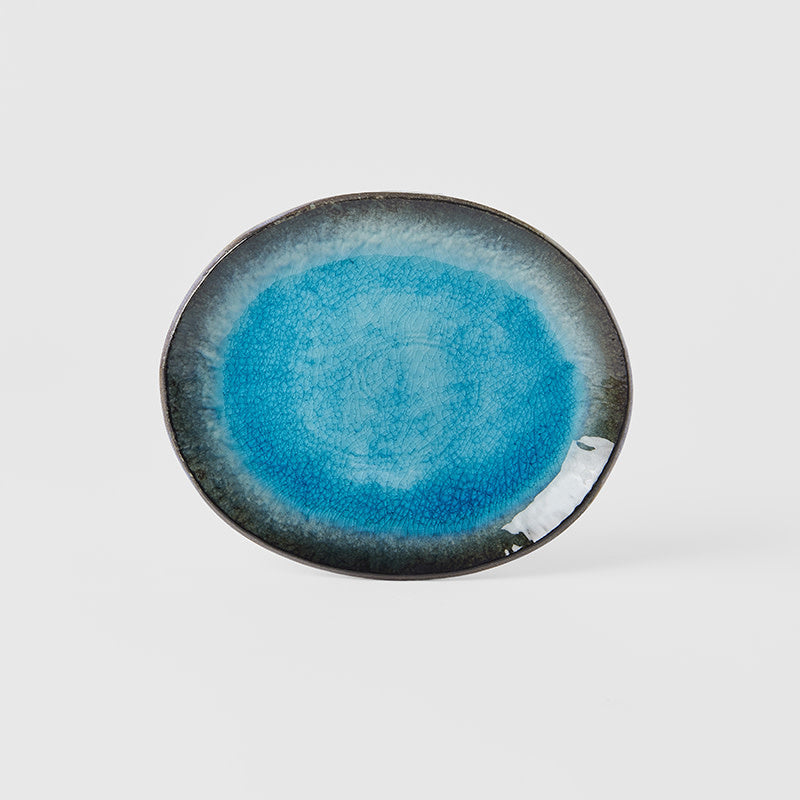 Plate Oval 18cm Sky Blue Glaze - Made In Japan | Japanese Tableware