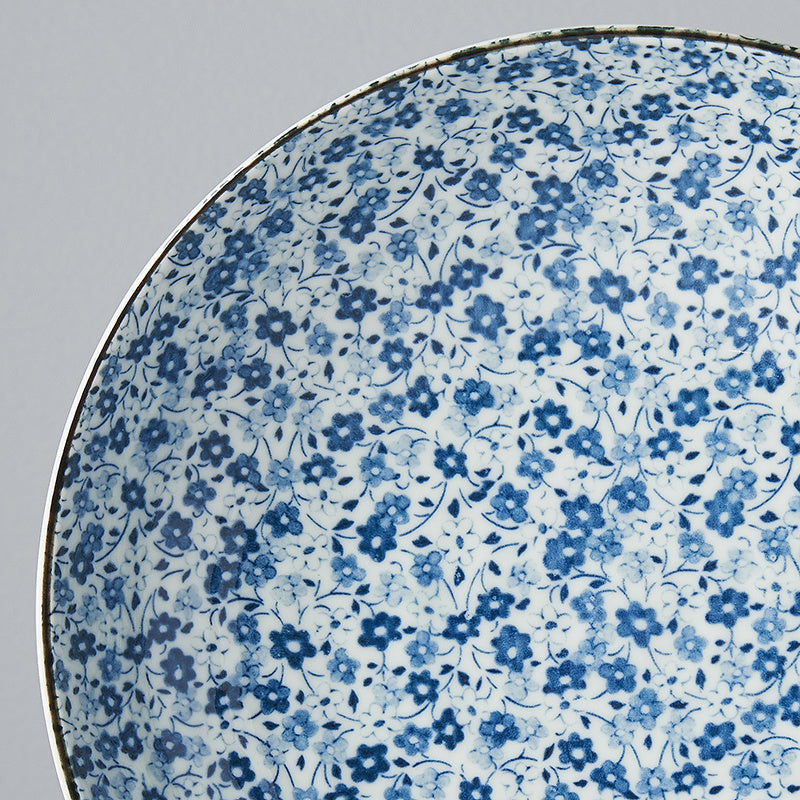 Pasta Bowl 21cm Blue Daisy Design - Made In Japan | Japanese Tableware
