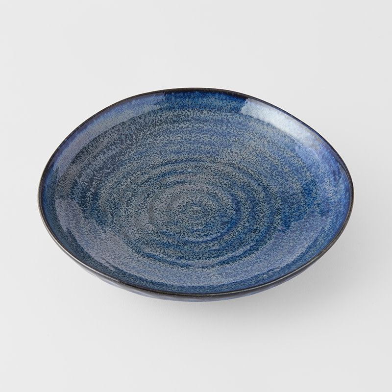 Dinner Plate Organic Shape 23cm Indigo Blue Glaze