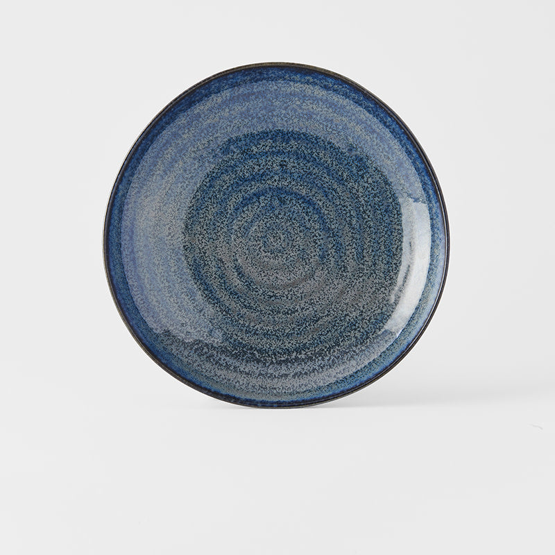 Dinner Plate Organic Shape 23cm Indigo Blue Glaze