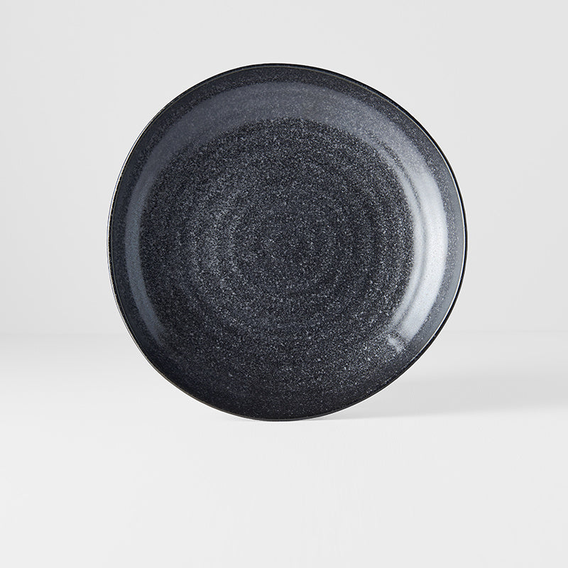 Dinner Plate Organic Shape 23cm Matt Black Glaze - Made In Japan | Japanese Tableware