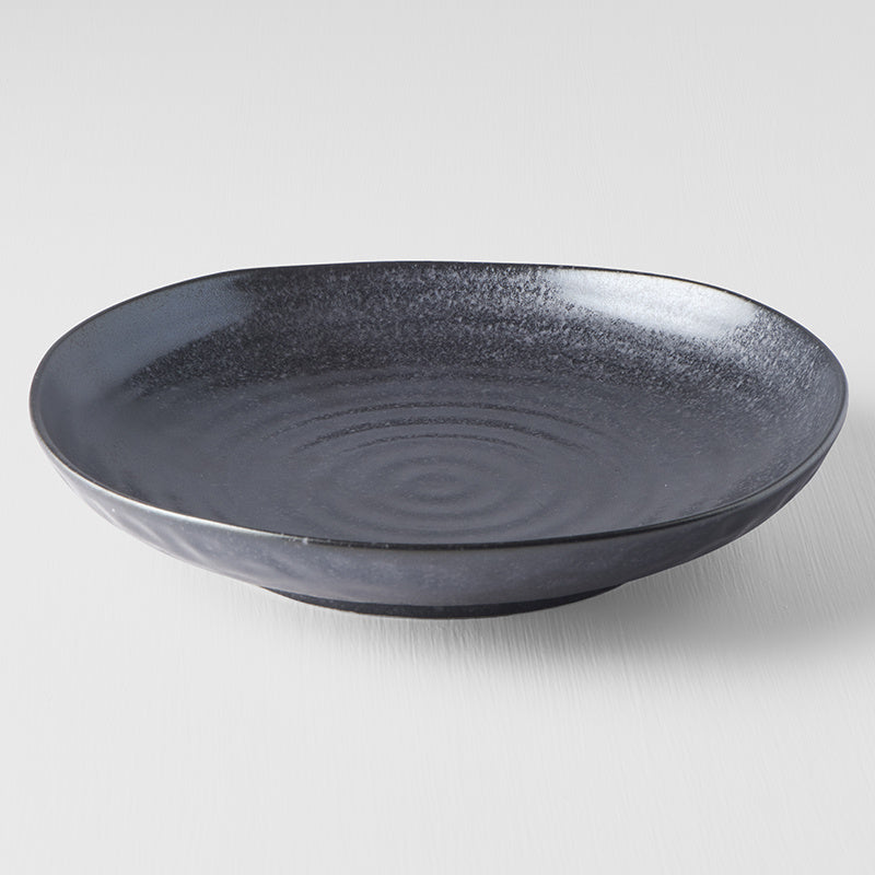 Dinner Plate Organic Shape 23cm Matt Black Glaze - Made In Japan | Japanese Tableware