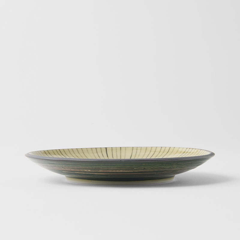 (B-GRADE) Tapas Plate 17 cm / Green Converging Line Glaze